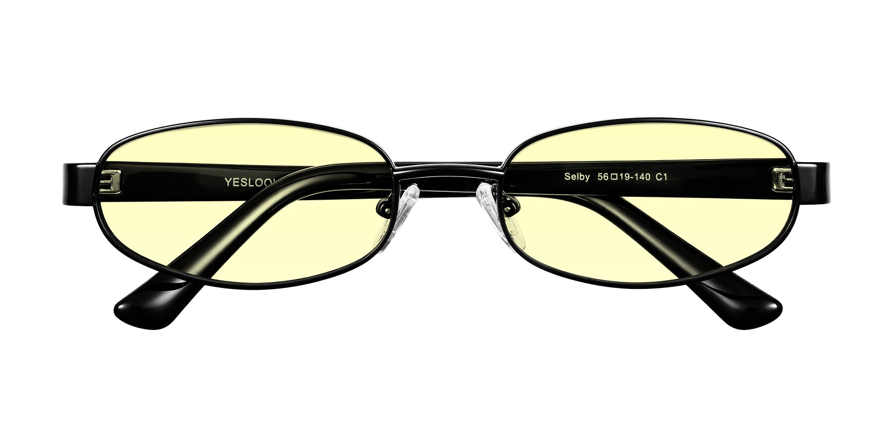 Folded Front of Selby in Black with Light Yellow Tinted Lenses