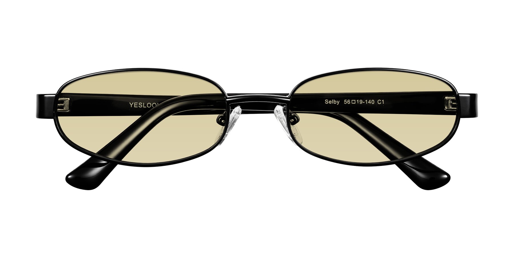 Folded Front of Selby in Black with Light Champagne Tinted Lenses