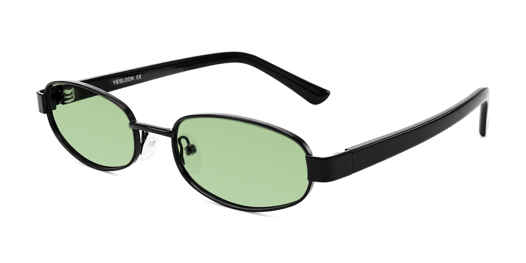 Angle of Selby in Black with Medium Green Tinted Lenses