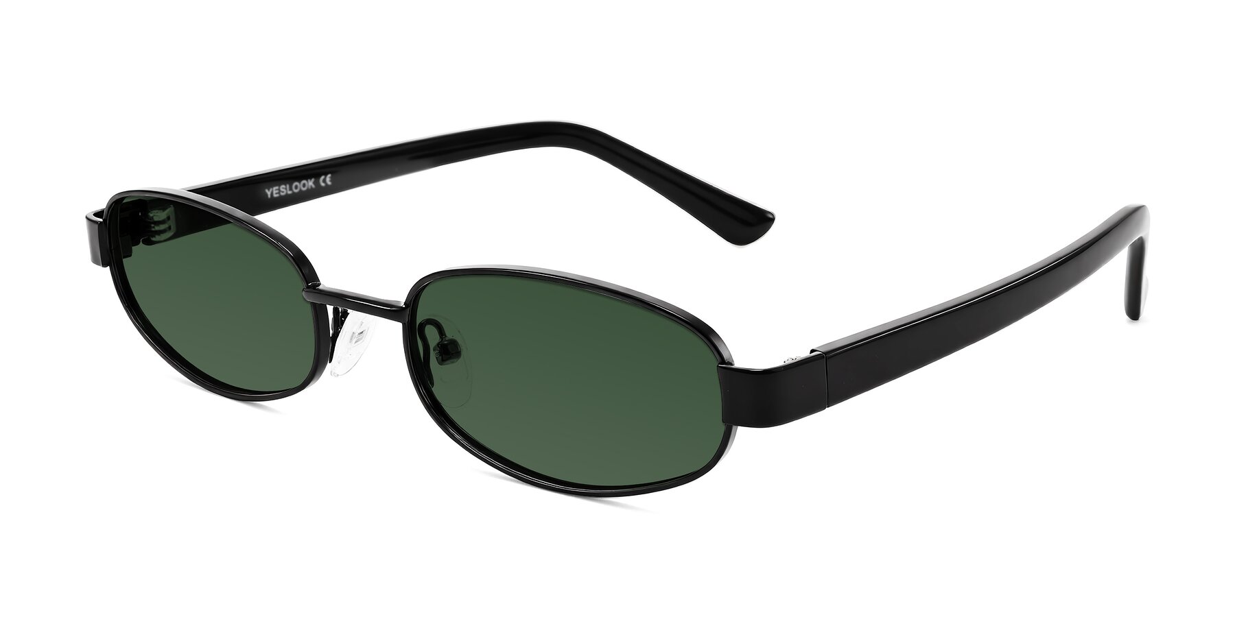 Angle of Selby in Black with Green Tinted Lenses