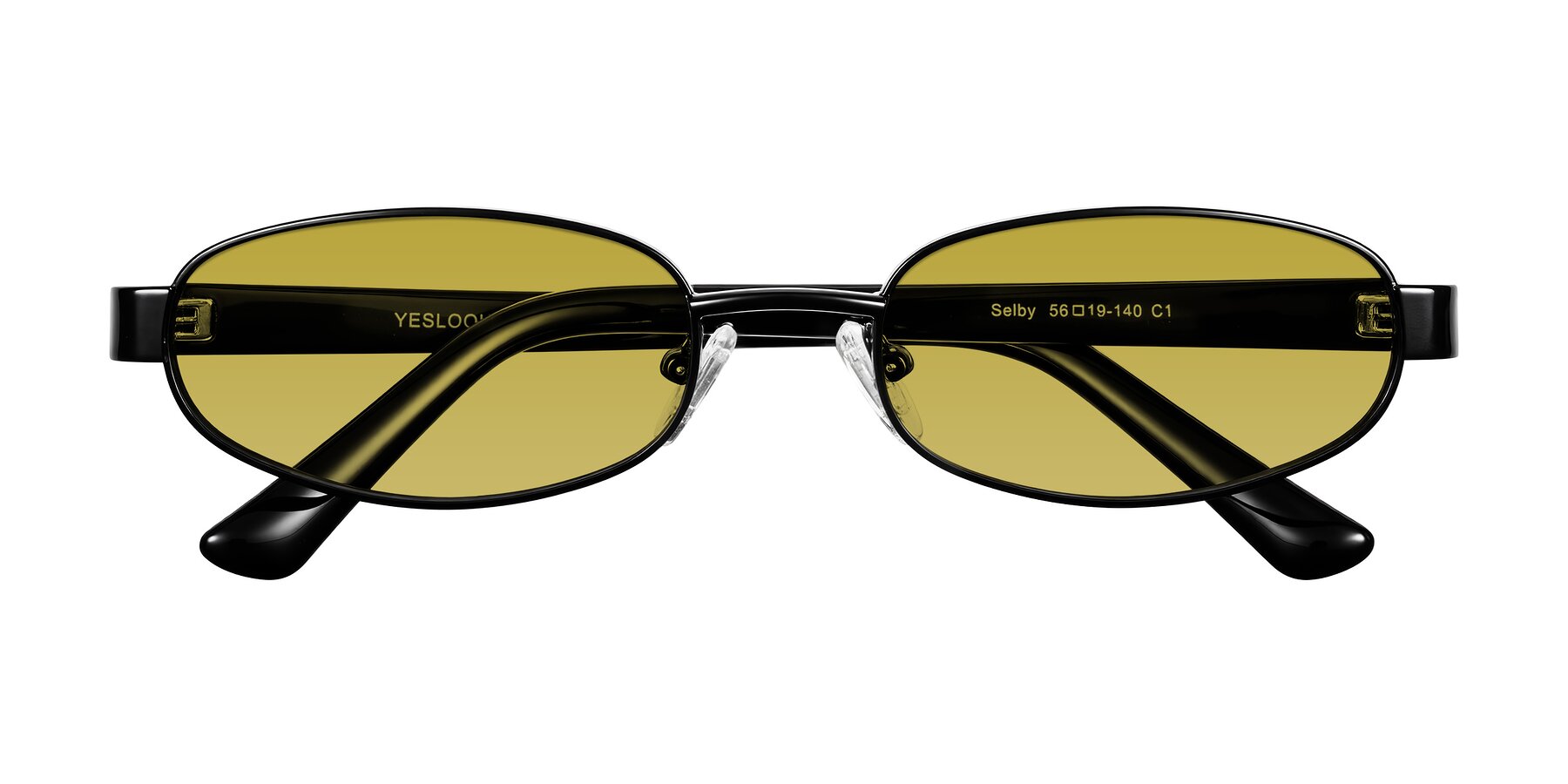 Folded Front of Selby in Black with Champagne Tinted Lenses