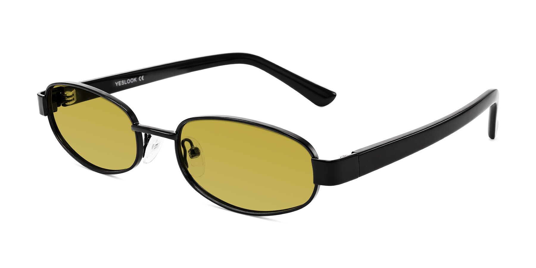 Angle of Selby in Black with Champagne Tinted Lenses