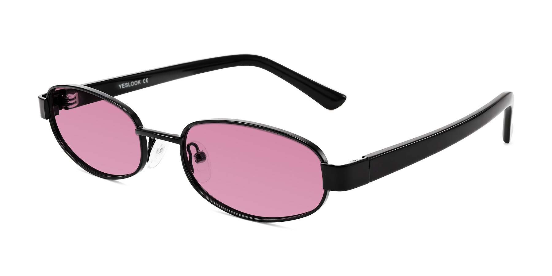 Angle of Selby in Black with Medium Wine Tinted Lenses