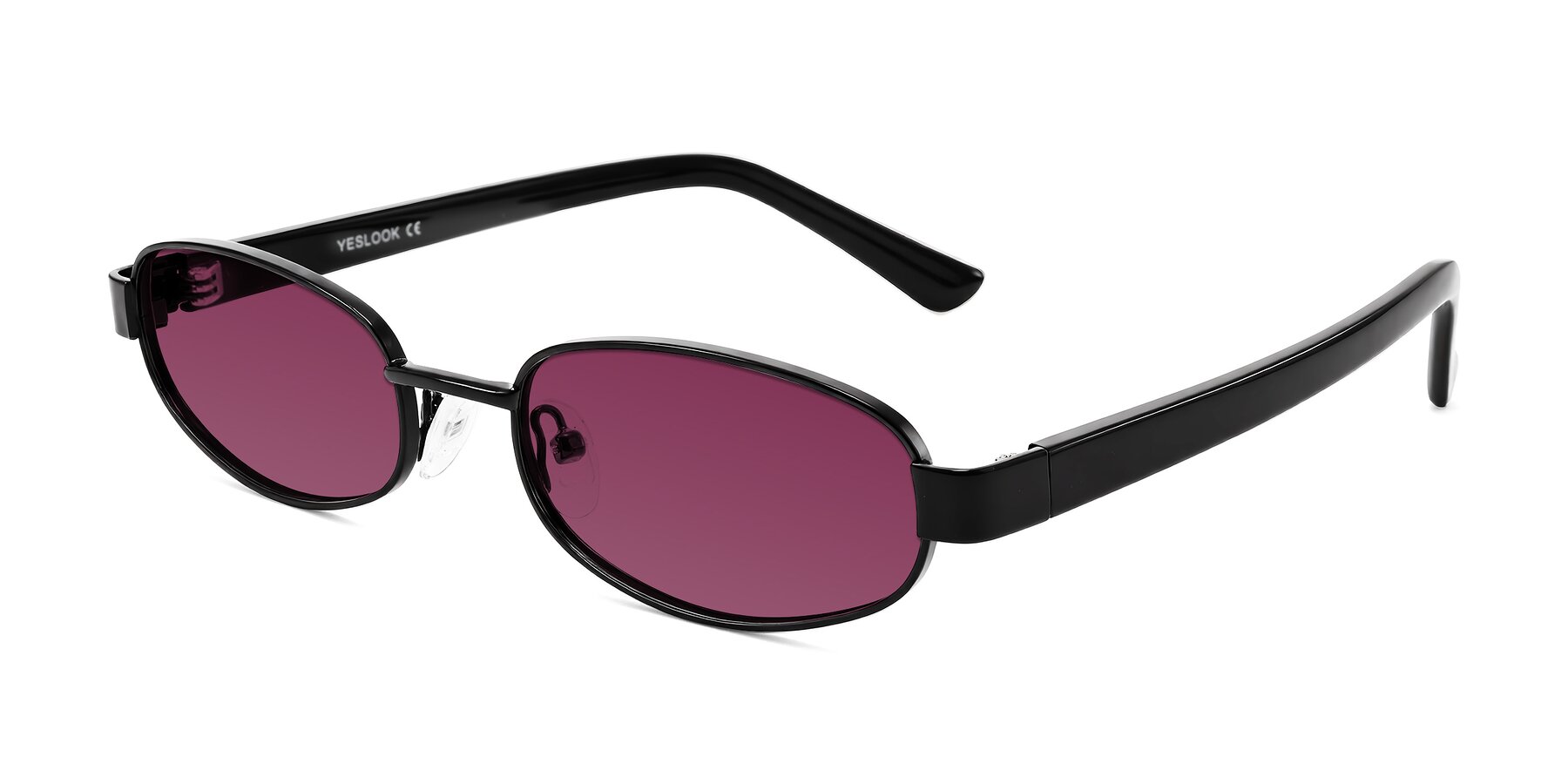 Angle of Selby in Black with Wine Tinted Lenses
