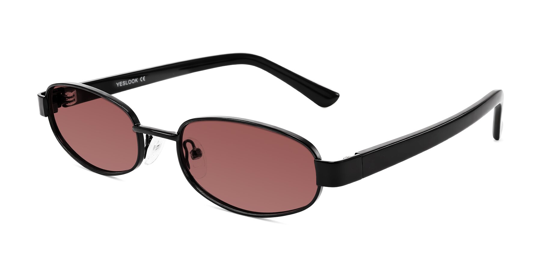 Angle of Selby in Black with Garnet Tinted Lenses