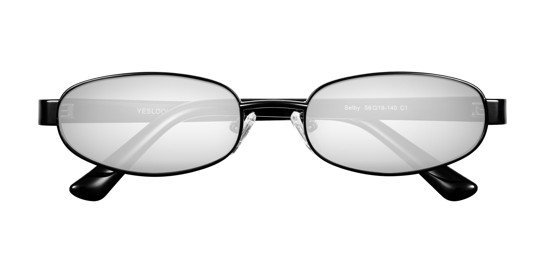 Folded Front of Selby in Black with Silver Mirrored Lenses