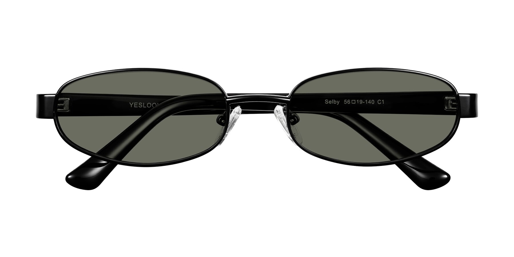 Folded Front of Selby in Black with Gray Polarized Lenses