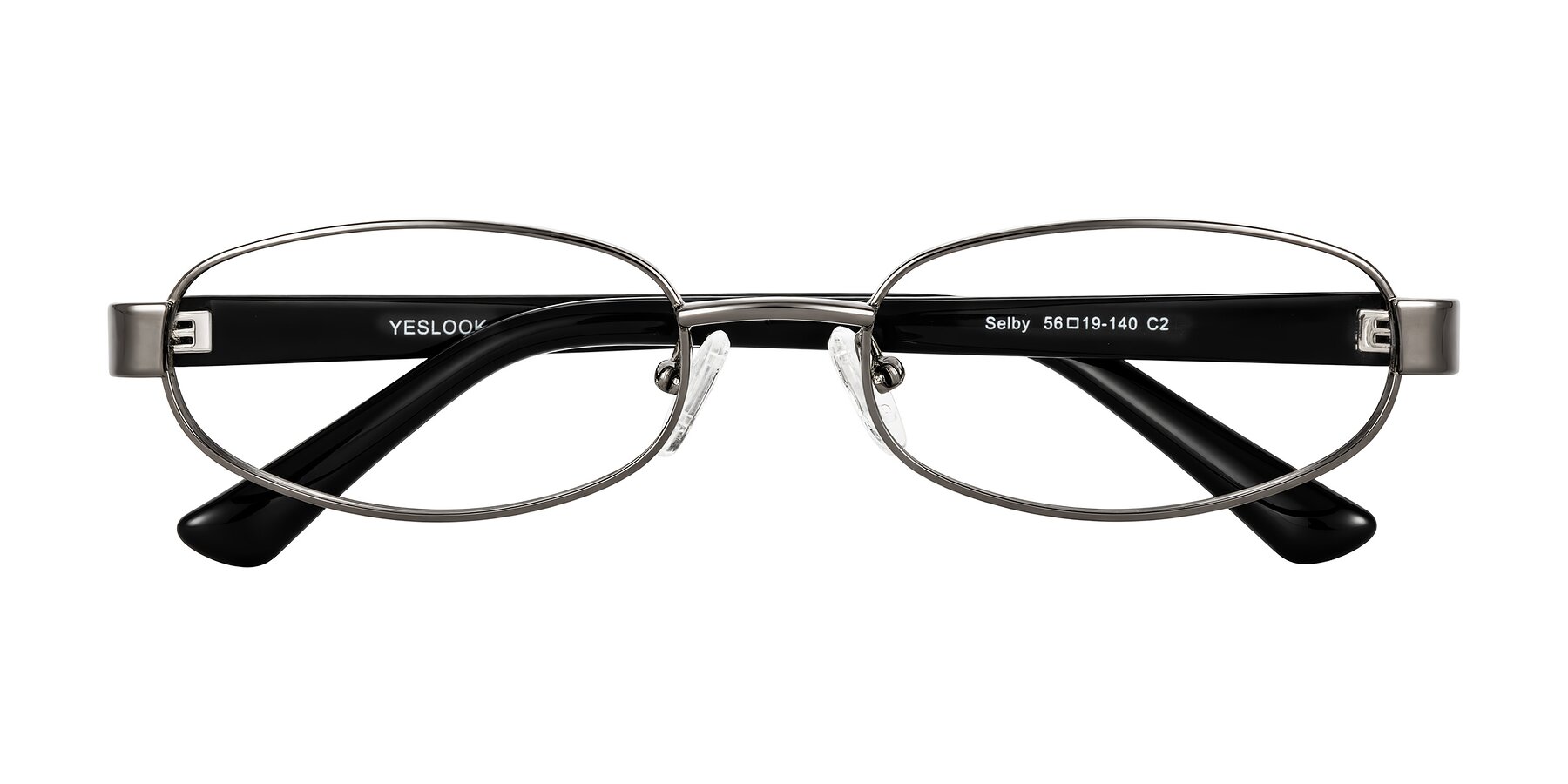 Folded Front of Selby in Gunmetal with Clear Eyeglass Lenses