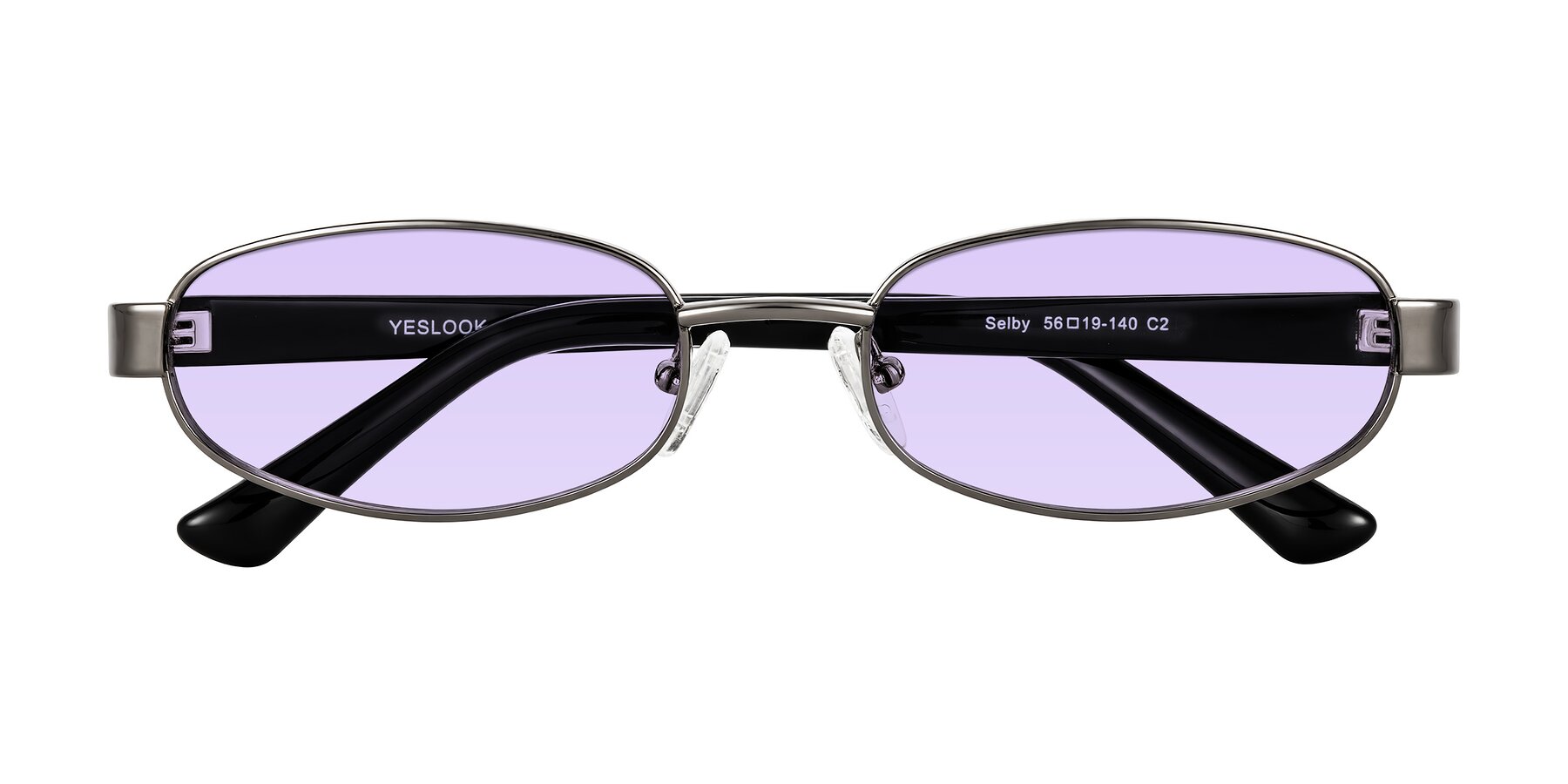 Folded Front of Selby in Gunmetal with Light Purple Tinted Lenses
