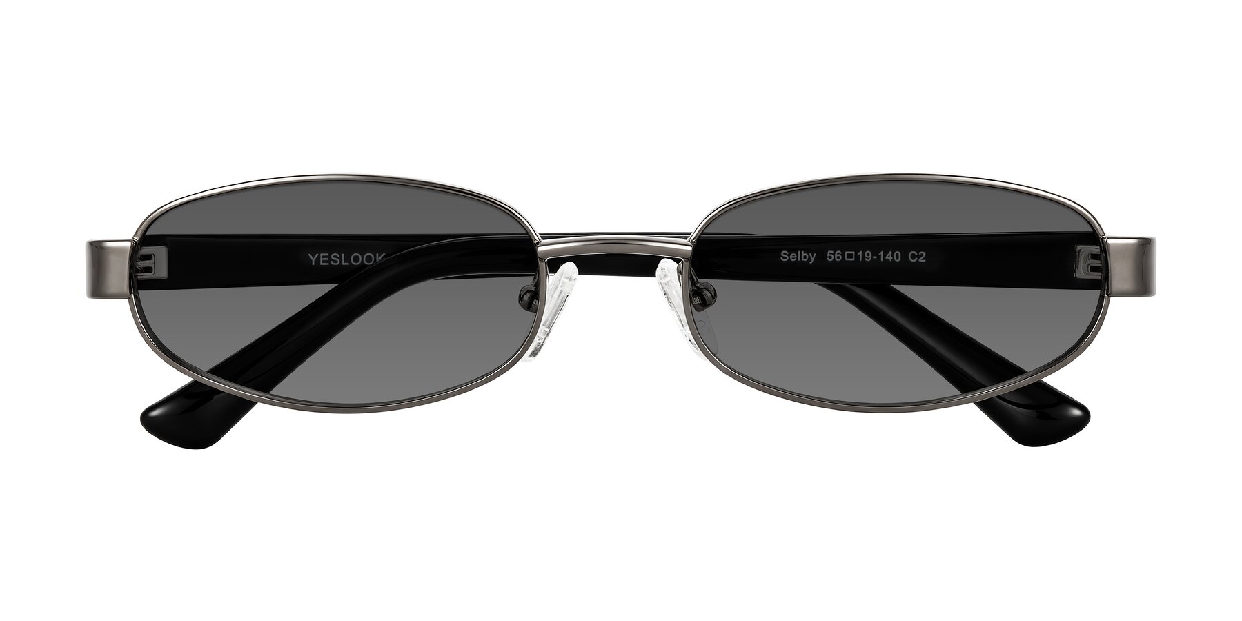 Folded Front of Selby in Gunmetal with Medium Gray Tinted Lenses