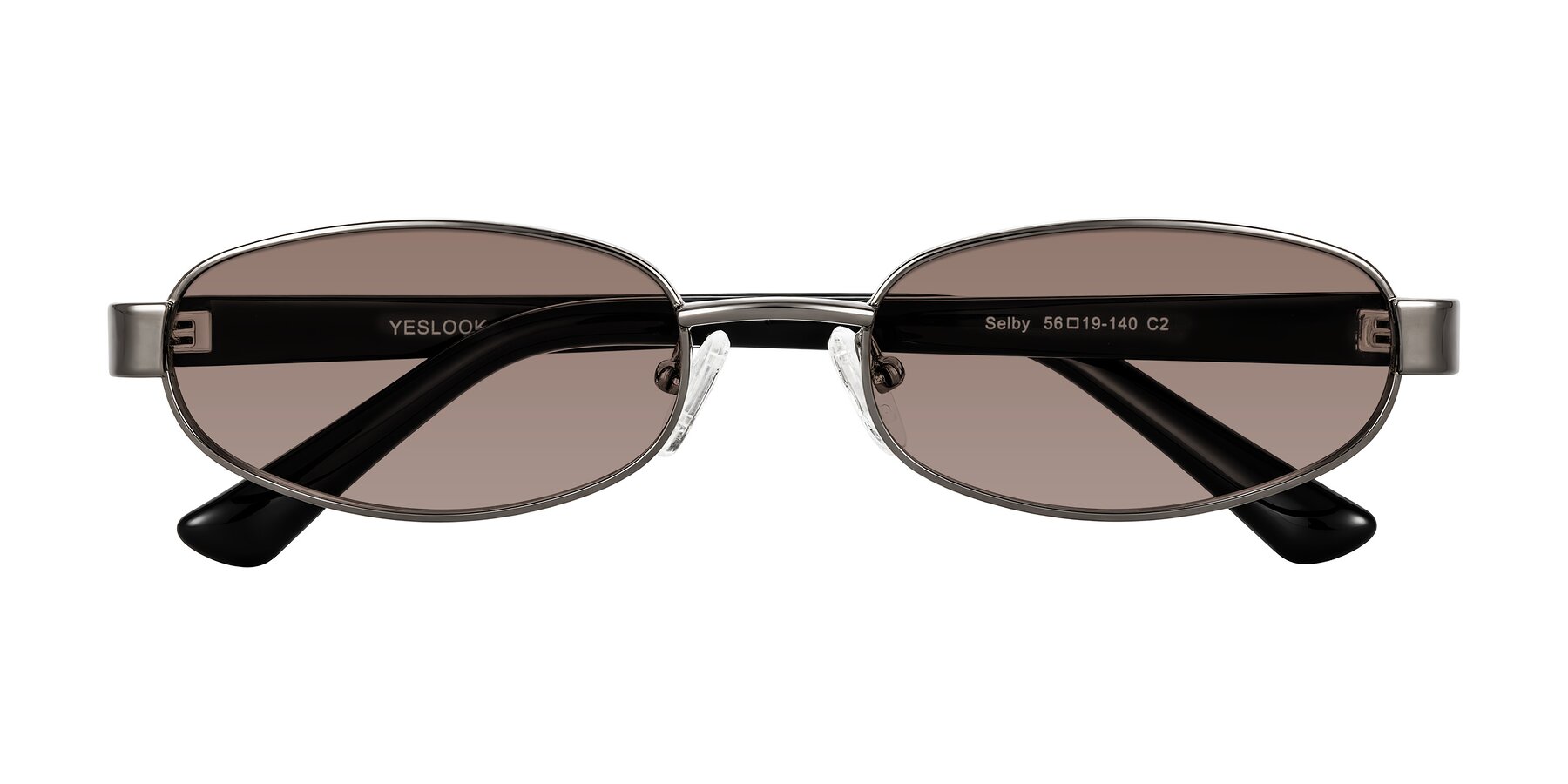 Folded Front of Selby in Gunmetal with Medium Brown Tinted Lenses