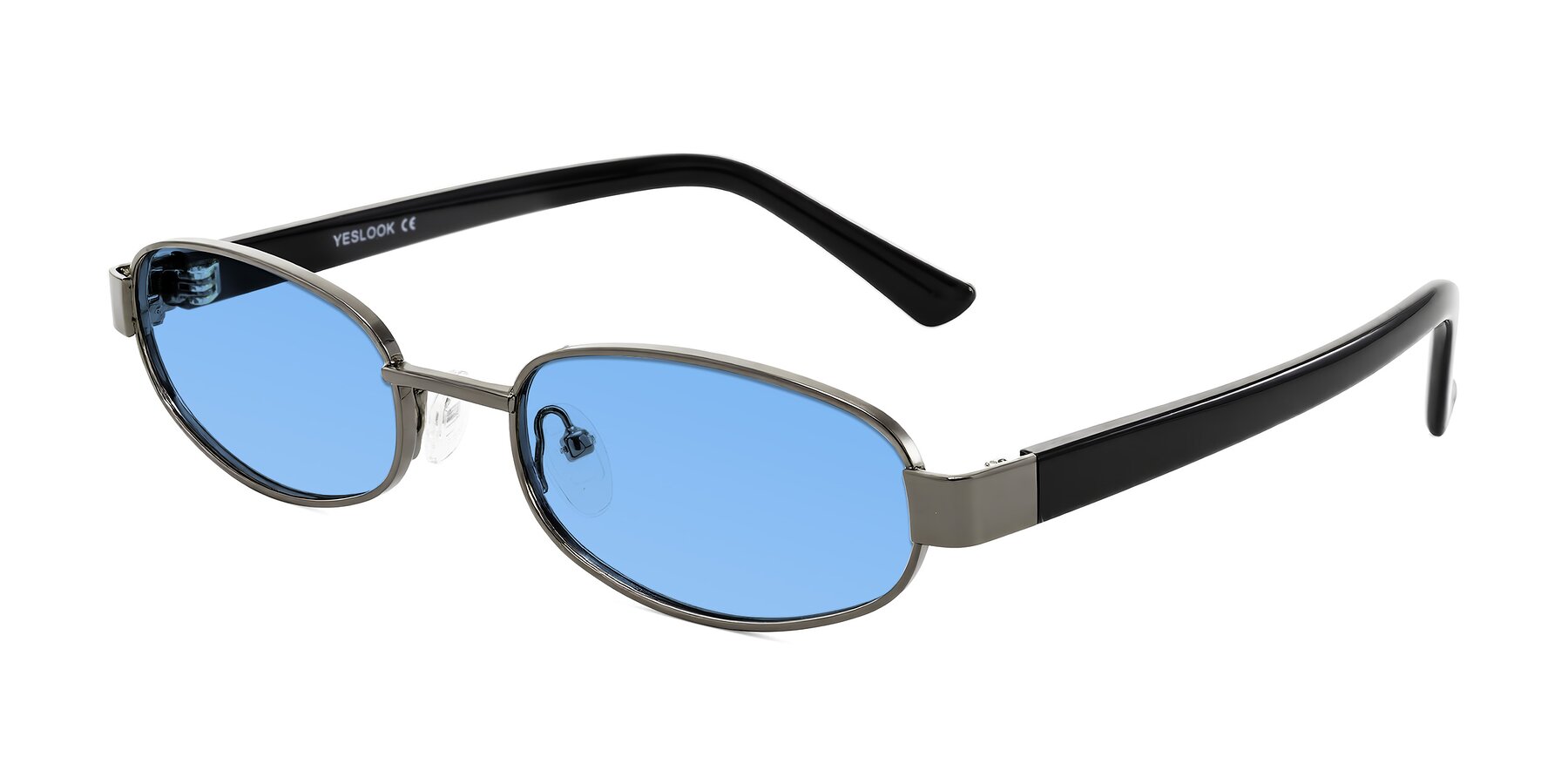 Angle of Selby in Gunmetal with Medium Blue Tinted Lenses