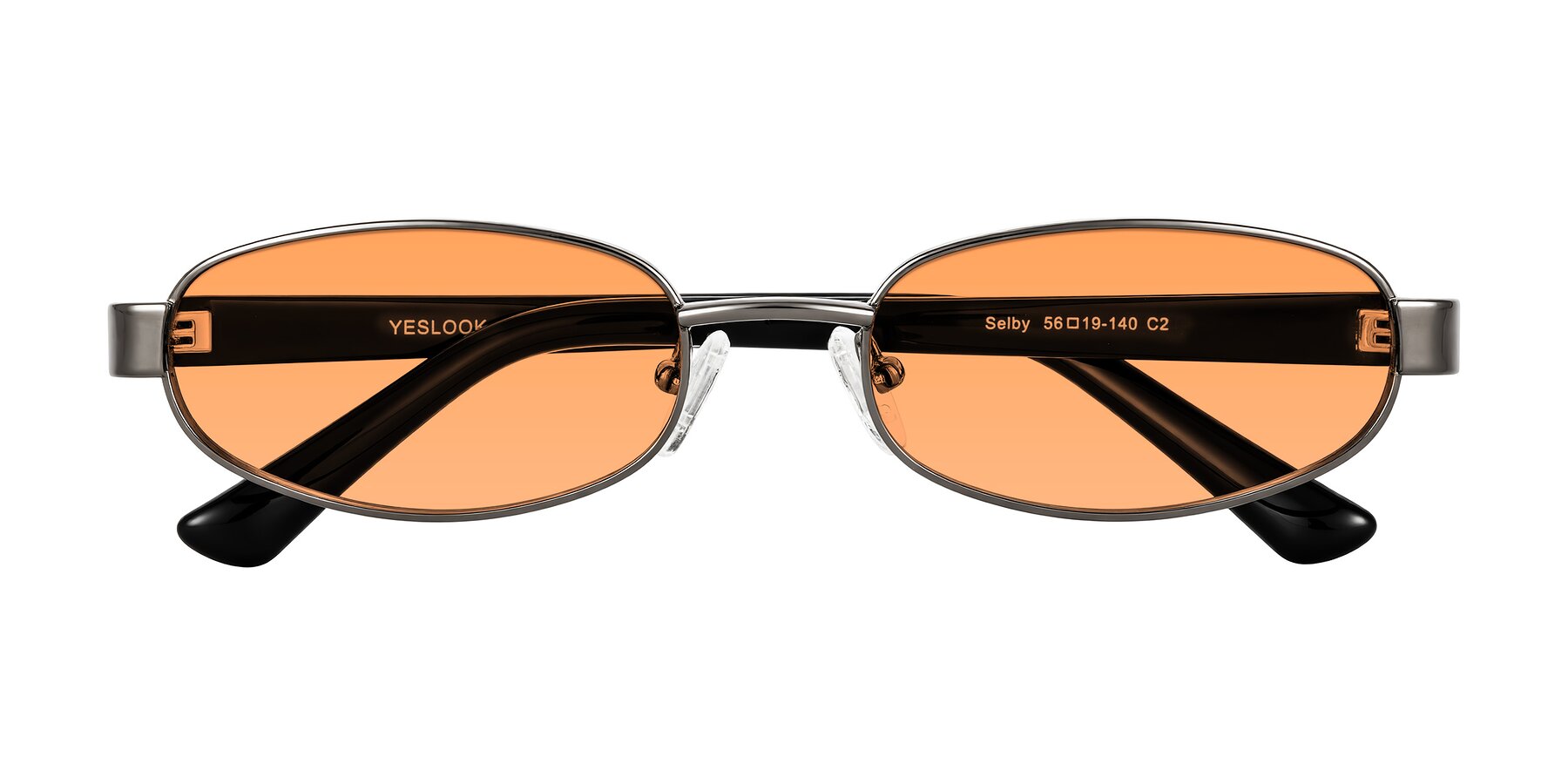 Folded Front of Selby in Gunmetal with Medium Orange Tinted Lenses