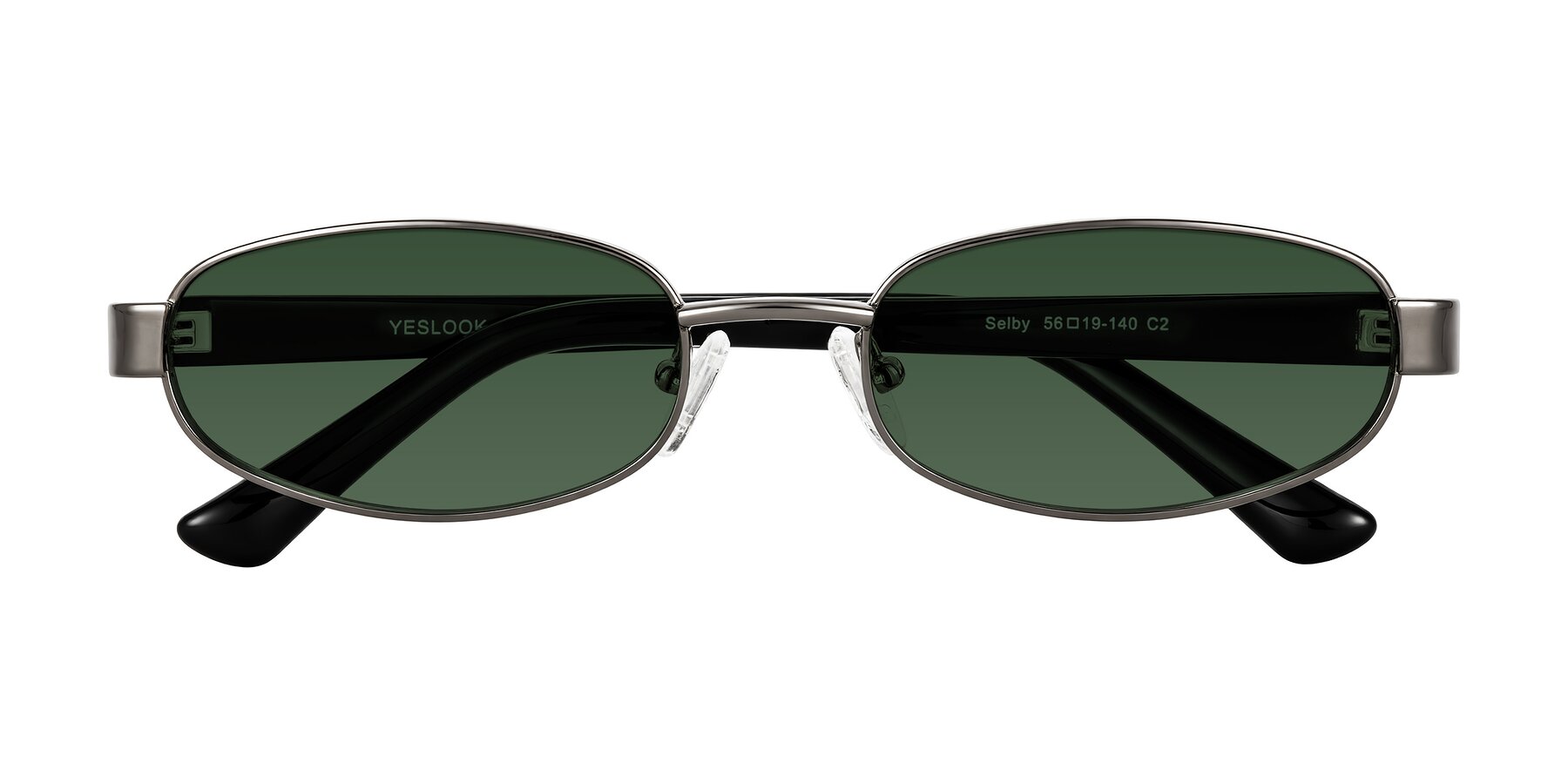 Folded Front of Selby in Gunmetal with Green Tinted Lenses