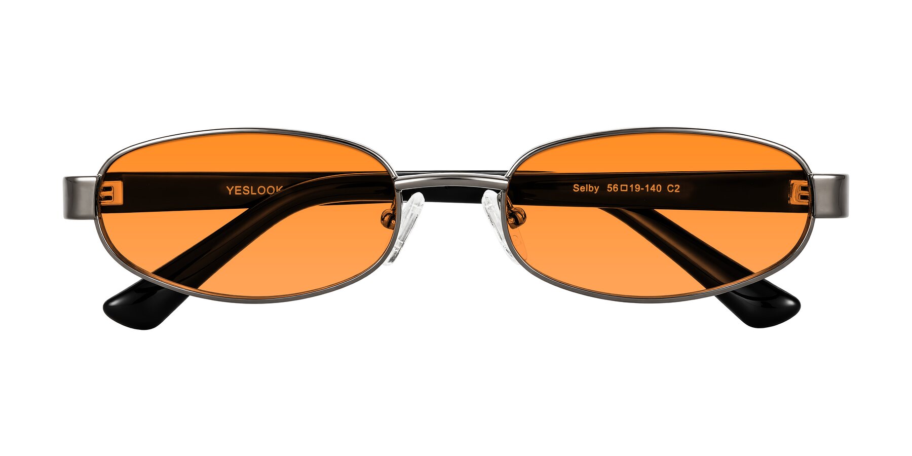 Folded Front of Selby in Gunmetal with Orange Tinted Lenses