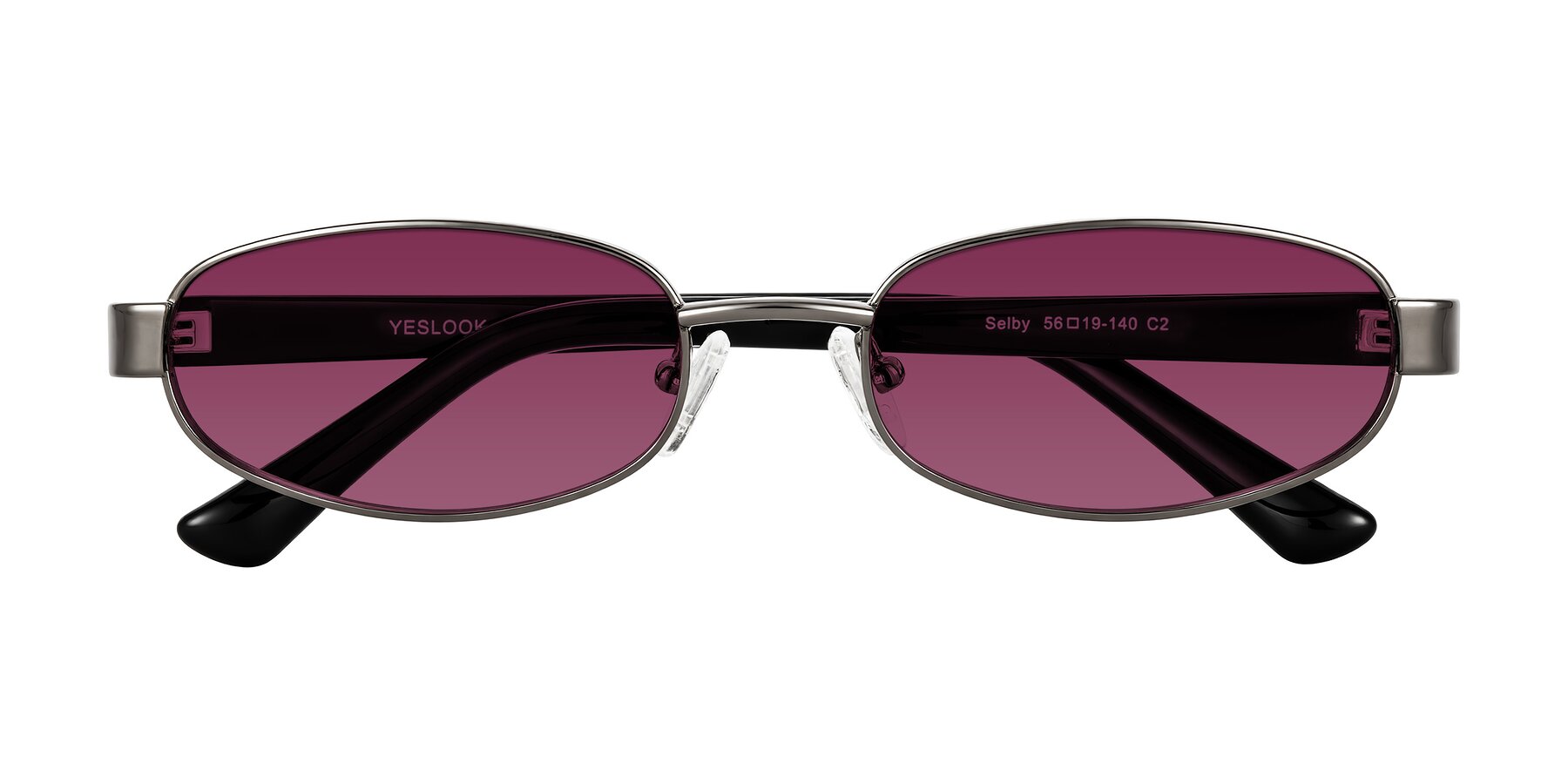 Folded Front of Selby in Gunmetal with Wine Tinted Lenses