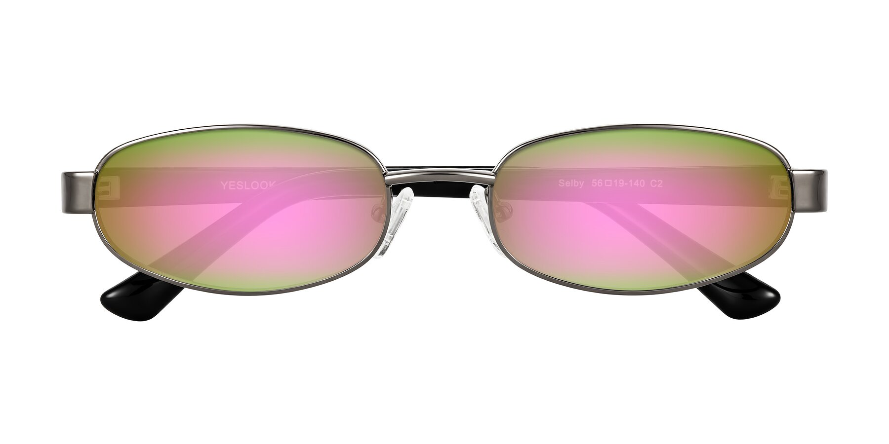 Folded Front of Selby in Gunmetal with Pink Mirrored Lenses