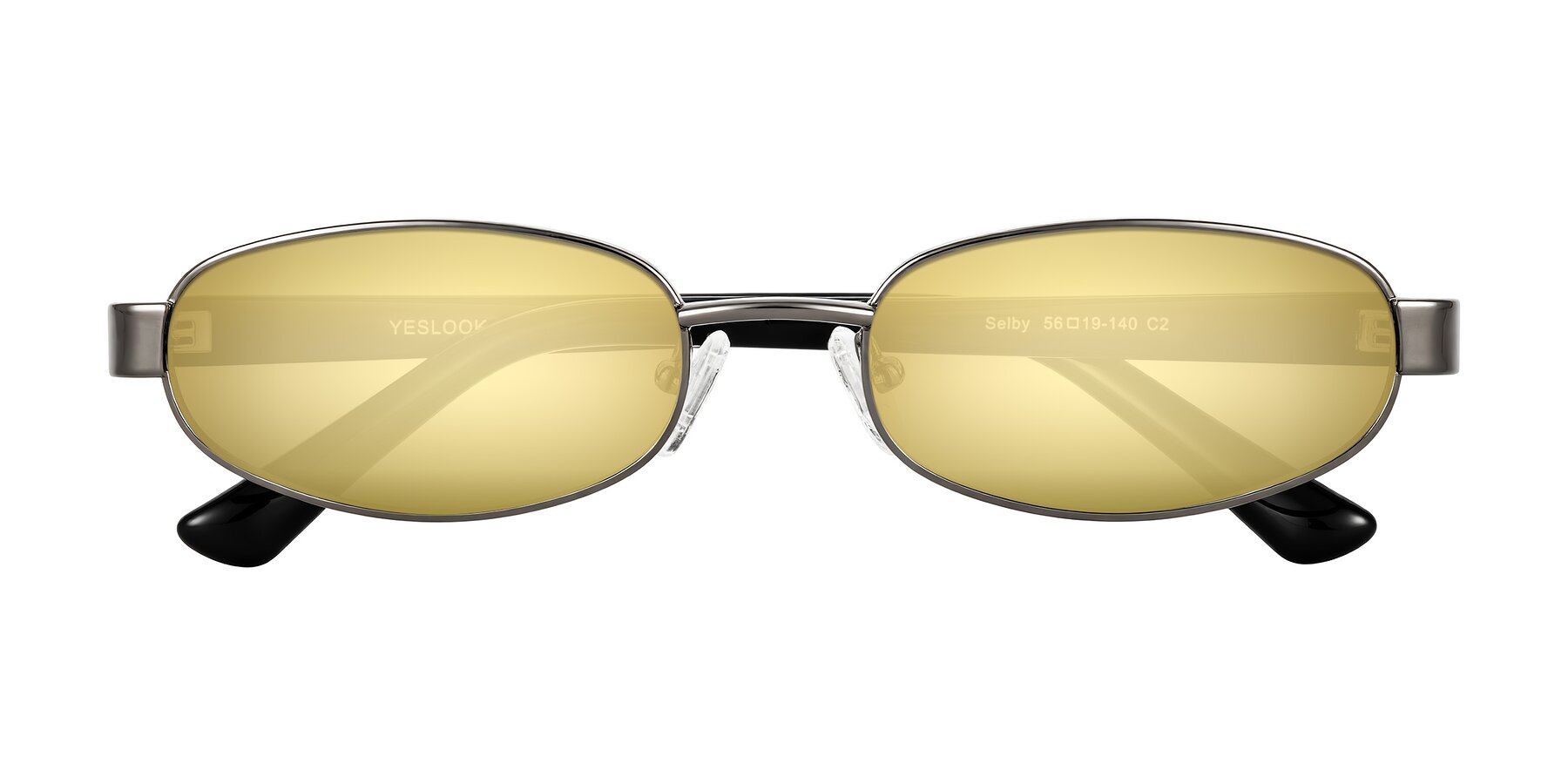Folded Front of Selby in Gunmetal with Gold Mirrored Lenses