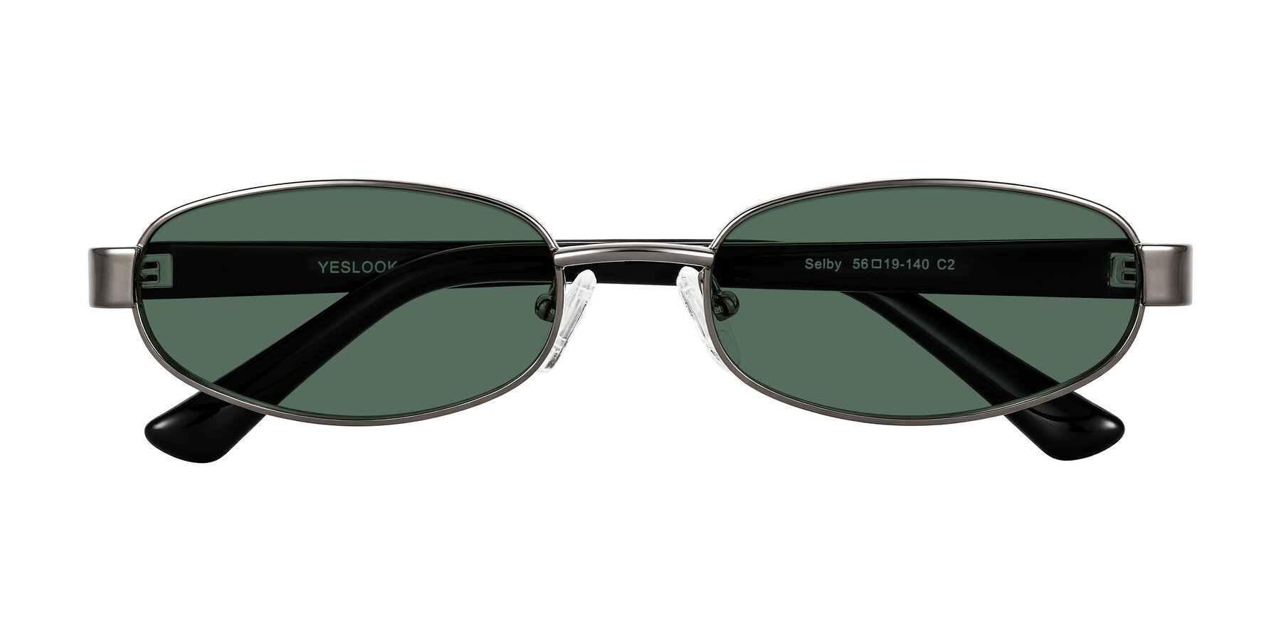 Folded Front of Selby in Gunmetal with Green Polarized Lenses