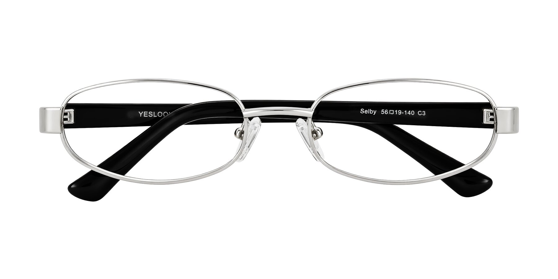 Folded Front of Selby in Silver with Clear Eyeglass Lenses
