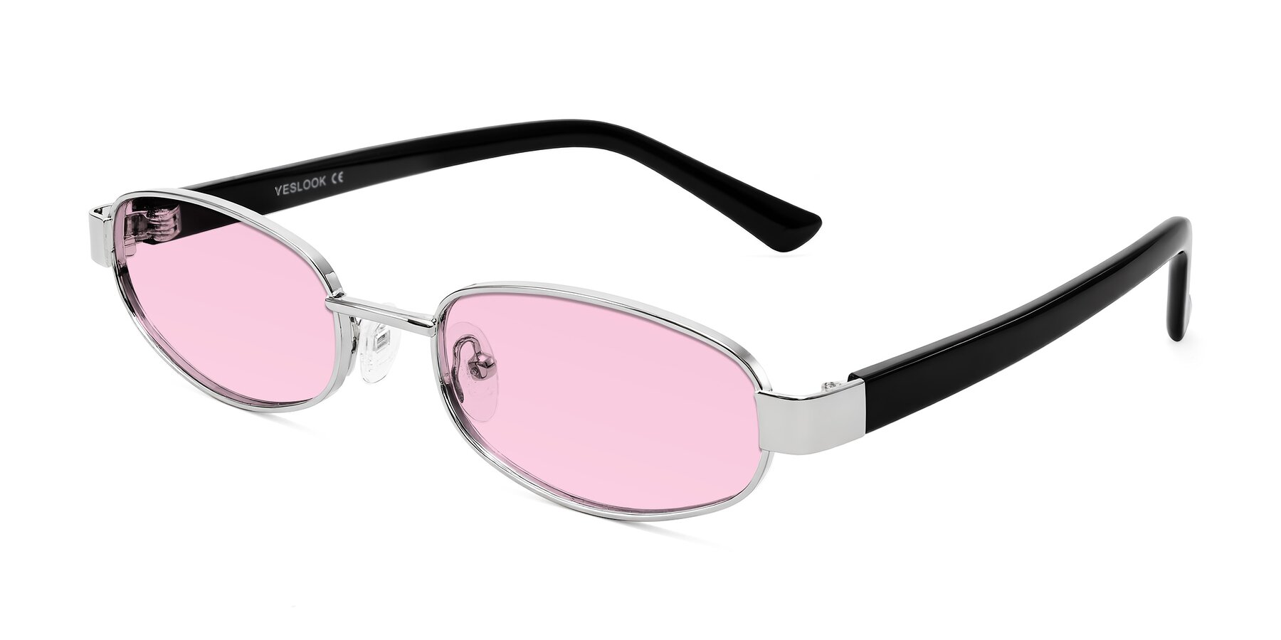 Angle of Selby in Silver with Light Pink Tinted Lenses
