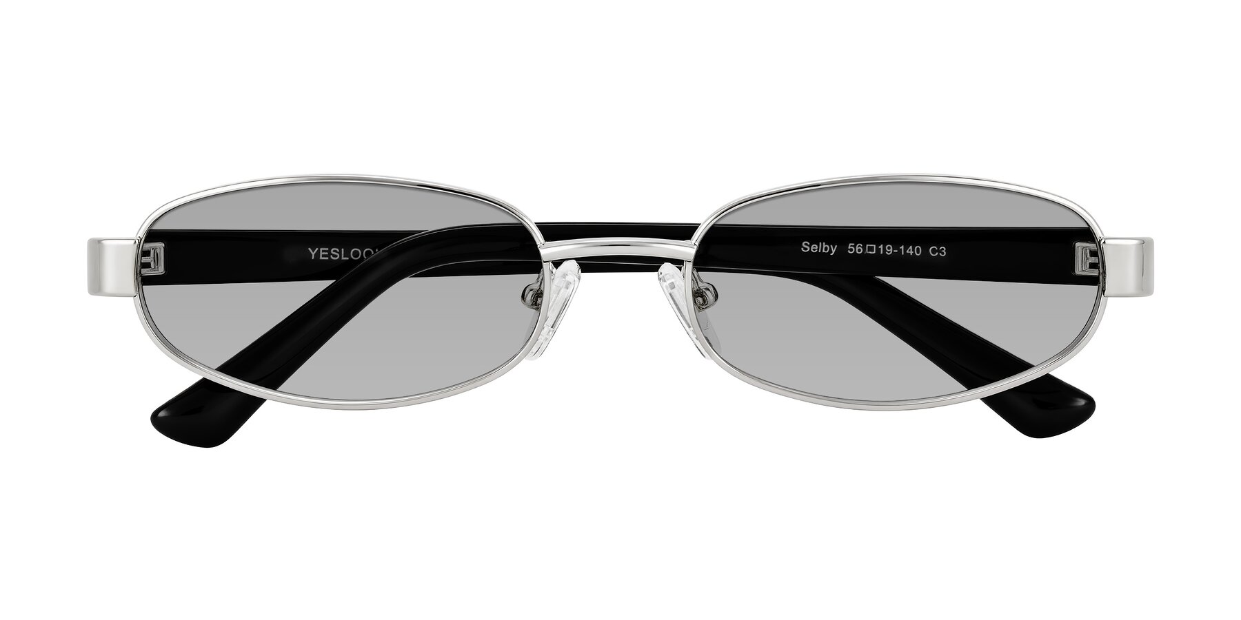 Folded Front of Selby in Silver with Light Gray Tinted Lenses