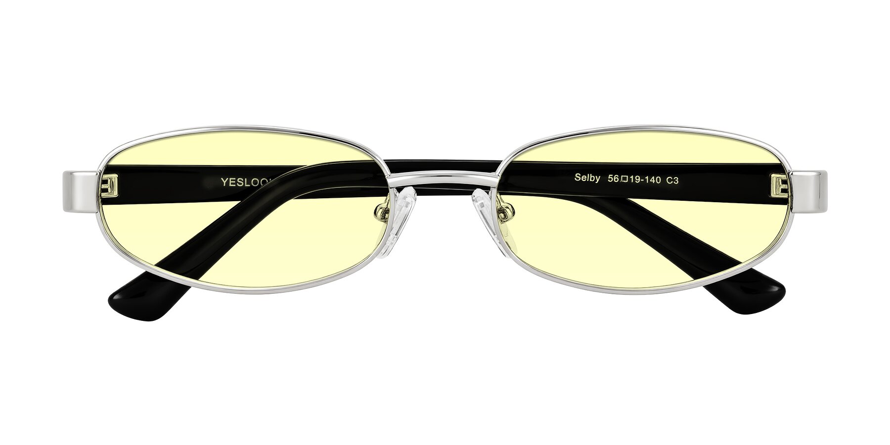 Folded Front of Selby in Silver with Light Yellow Tinted Lenses