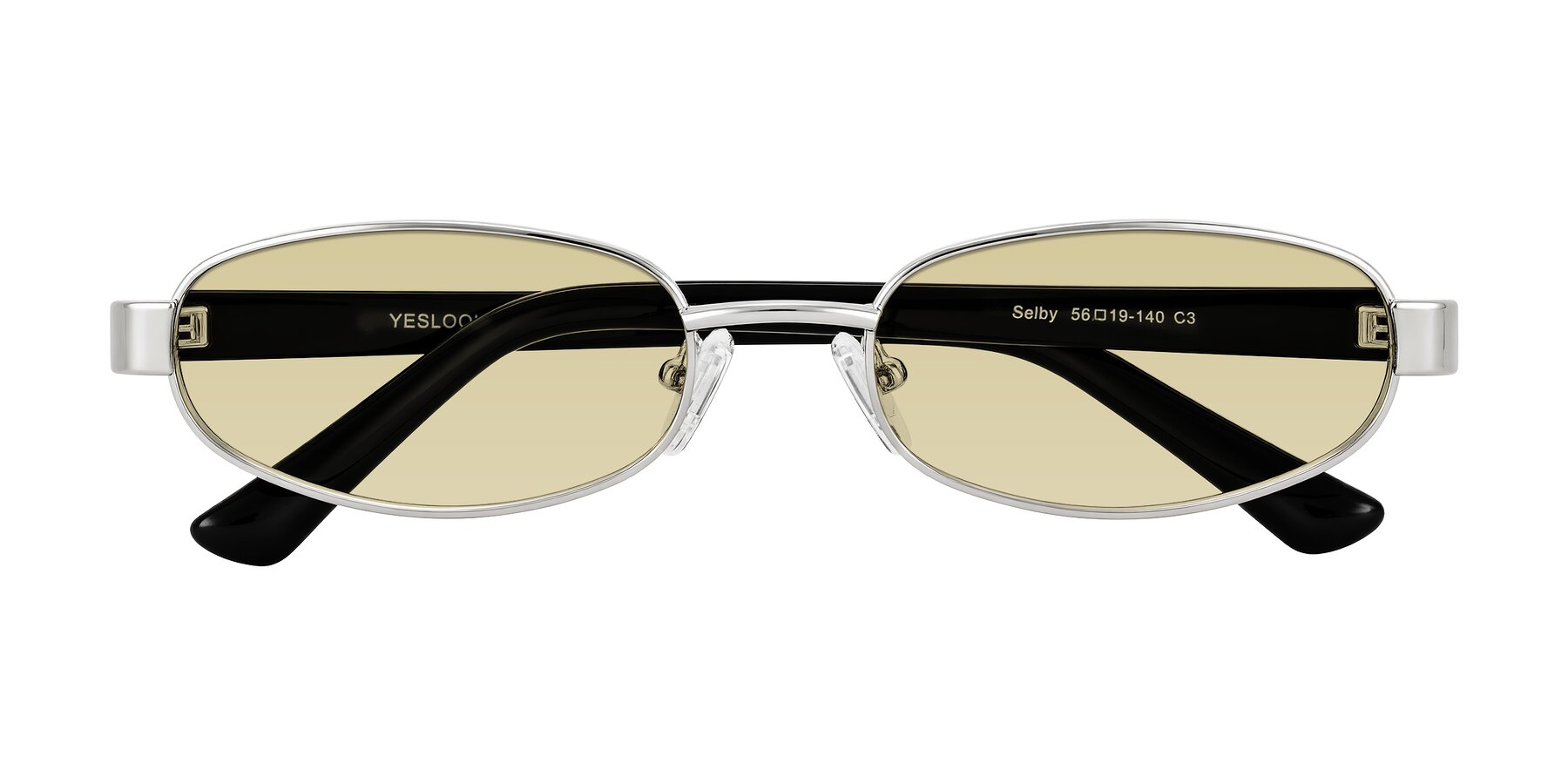 Folded Front of Selby in Silver with Light Champagne Tinted Lenses
