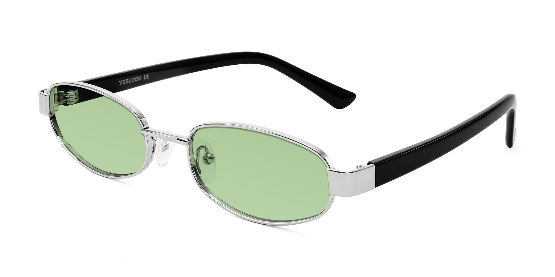 Angle of Selby in Silver with Medium Green Tinted Lenses