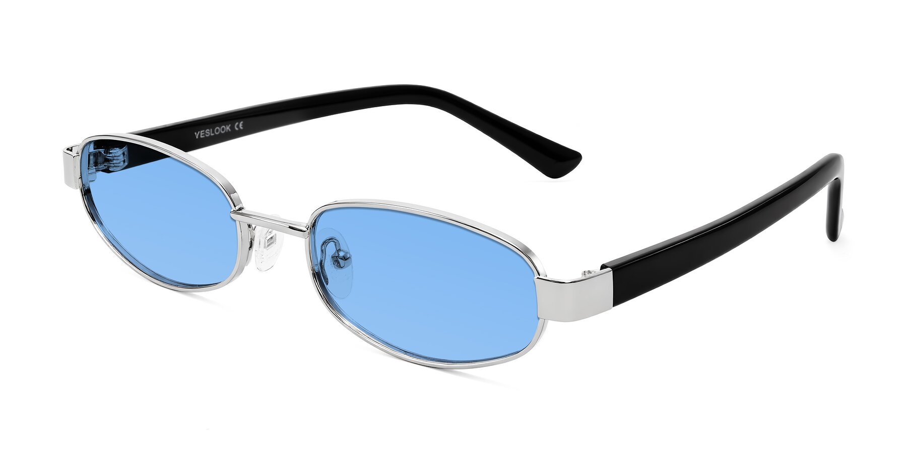 Angle of Selby in Silver with Medium Blue Tinted Lenses