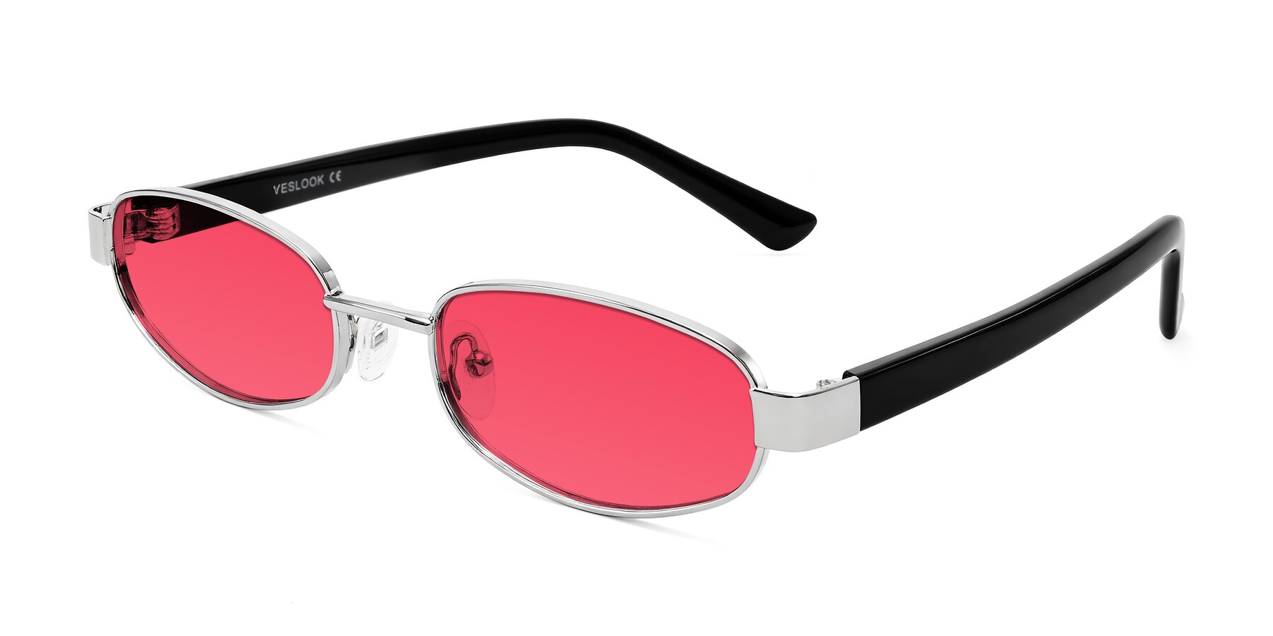 Angle of Selby in Silver with Red Tinted Lenses