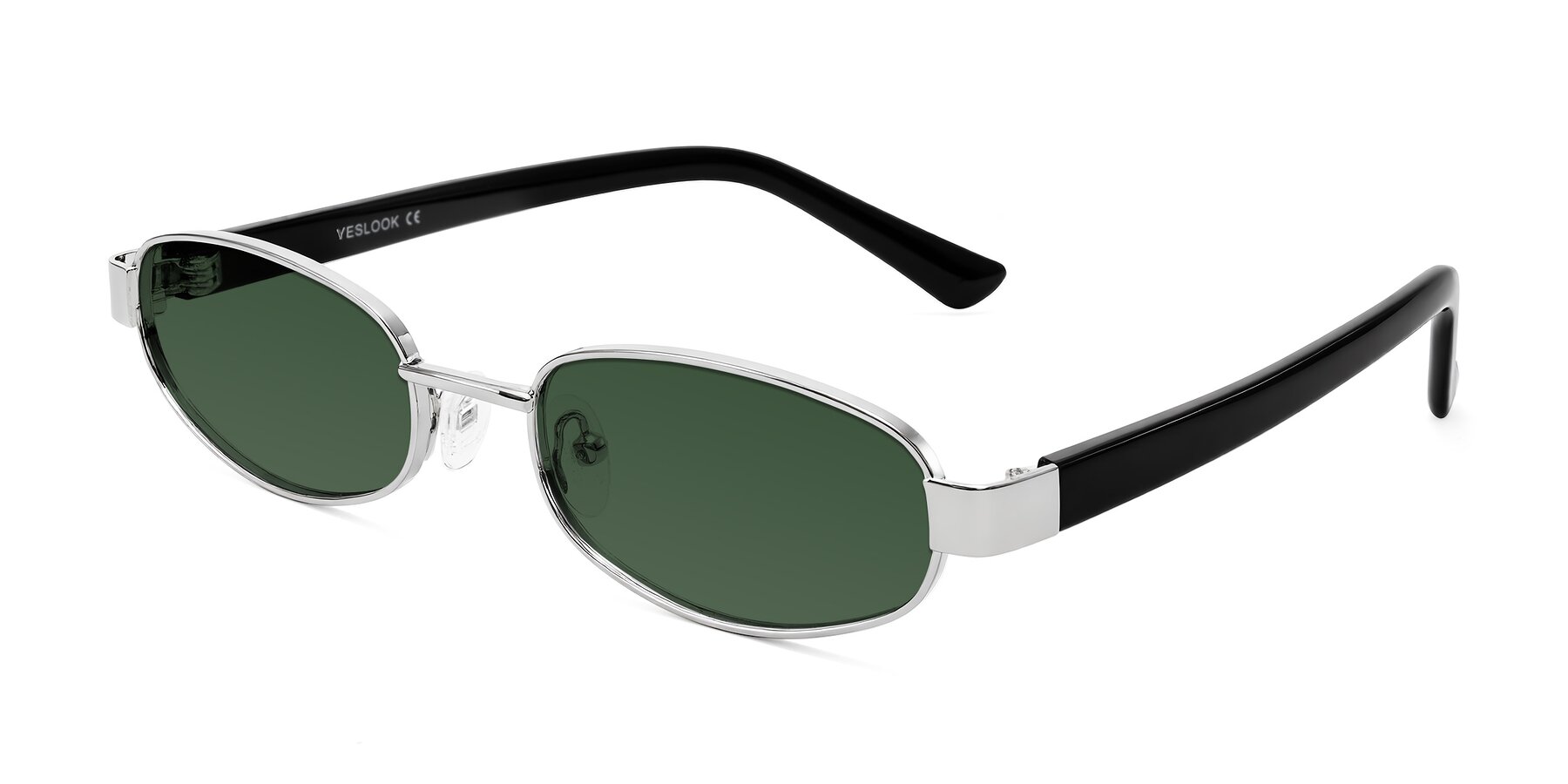 Angle of Selby in Silver with Green Tinted Lenses