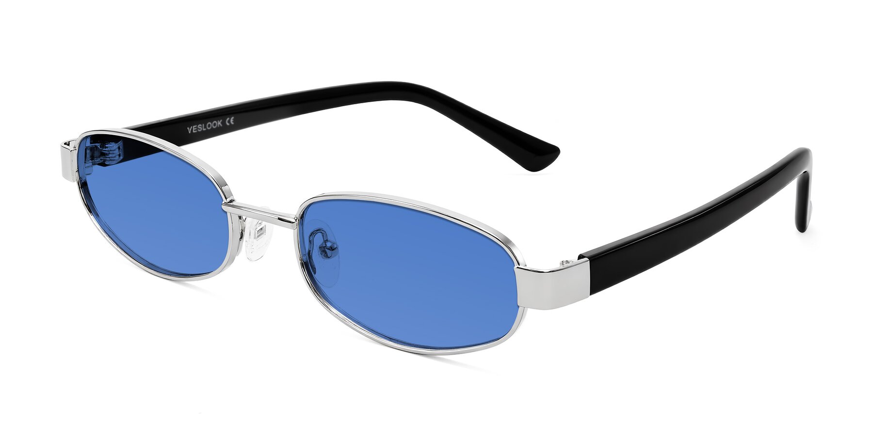 Angle of Selby in Silver with Blue Tinted Lenses