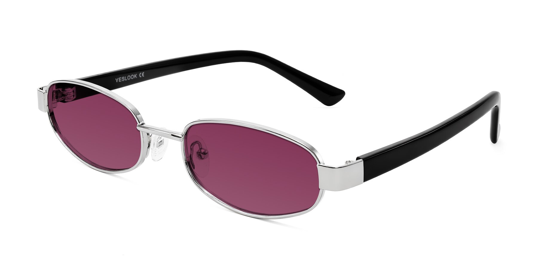 Angle of Selby in Silver with Wine Tinted Lenses