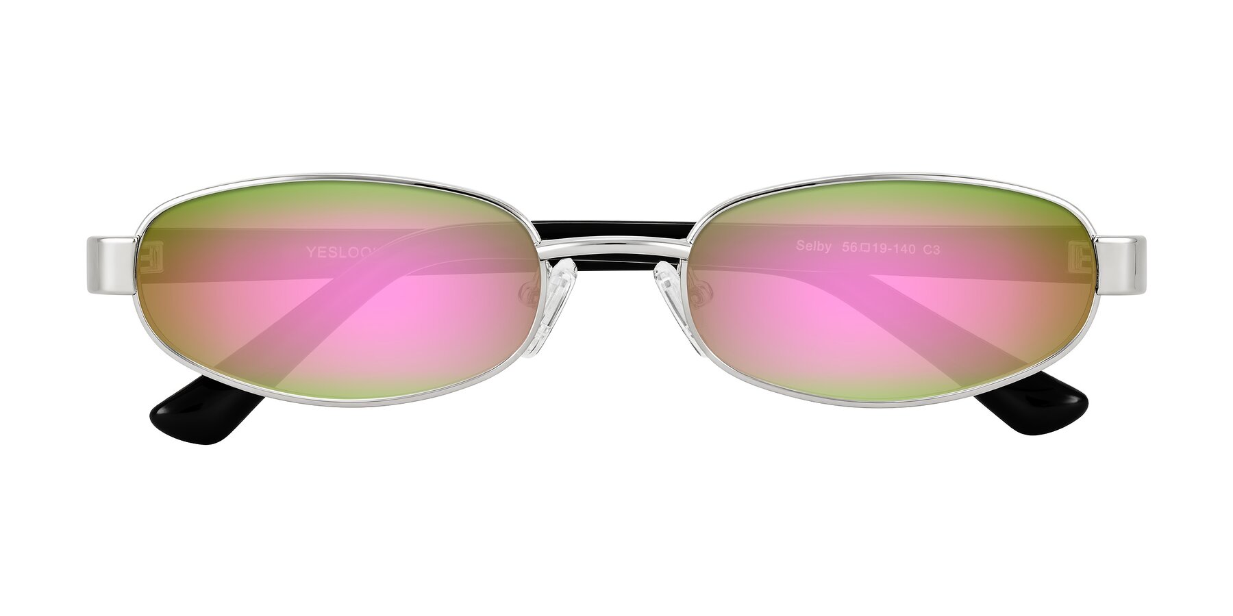 Folded Front of Selby in Silver with Pink Mirrored Lenses