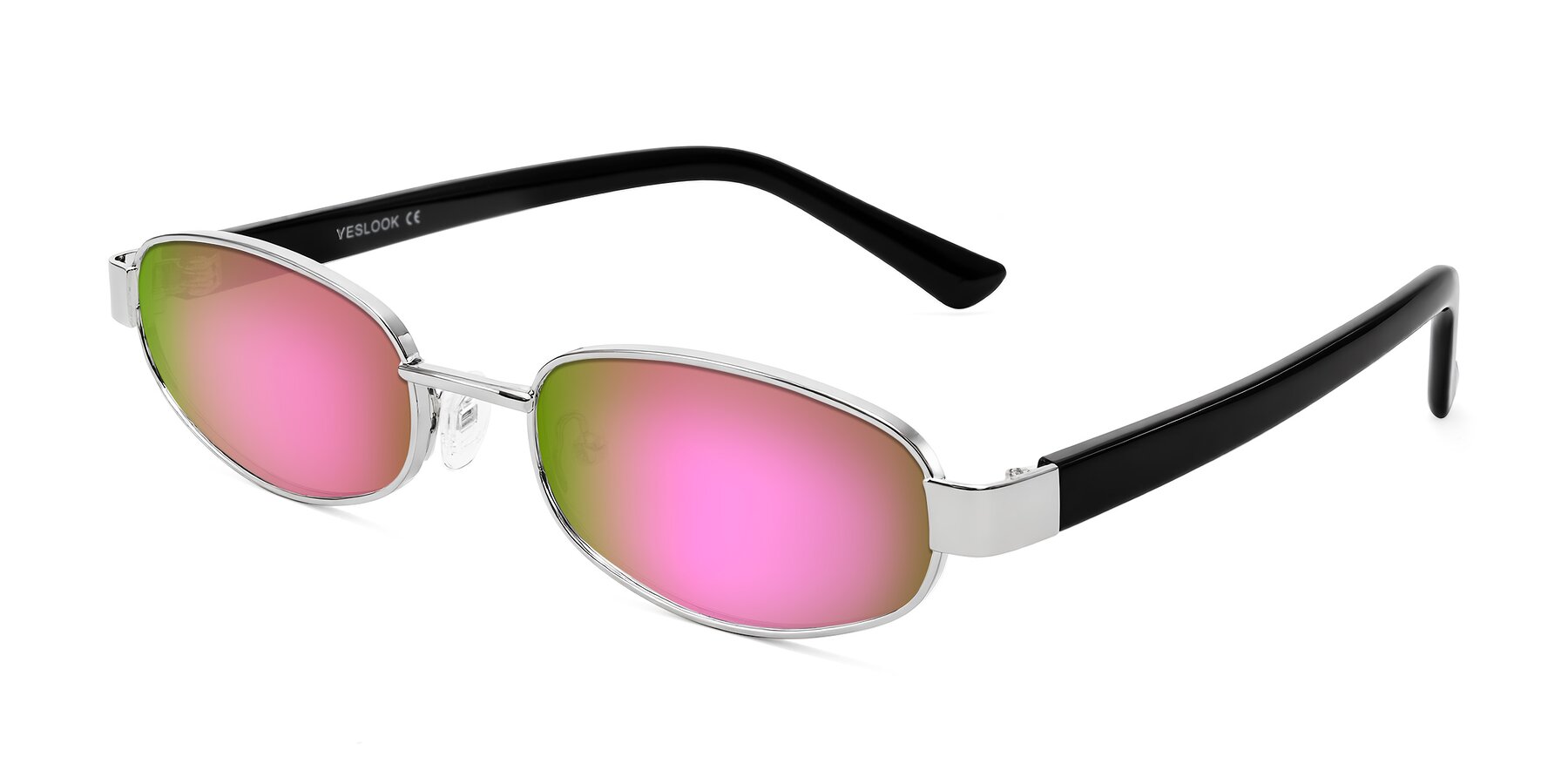 Angle of Selby in Silver with Pink Mirrored Lenses
