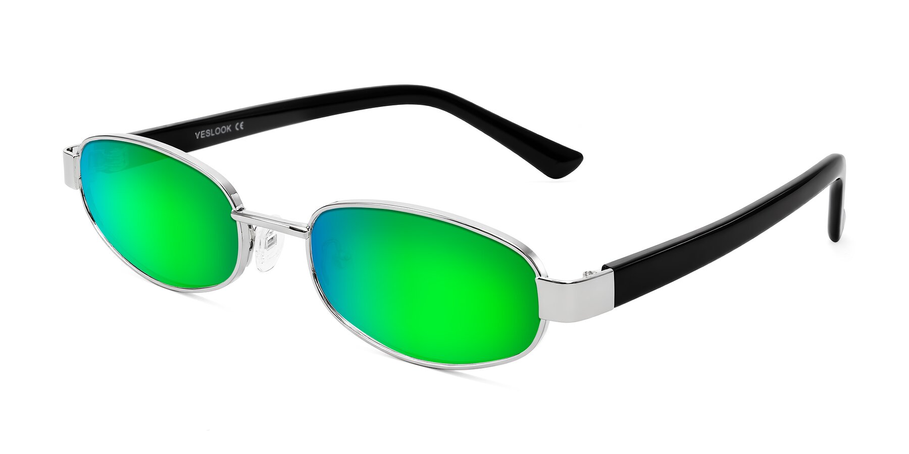 Angle of Selby in Silver with Green Mirrored Lenses