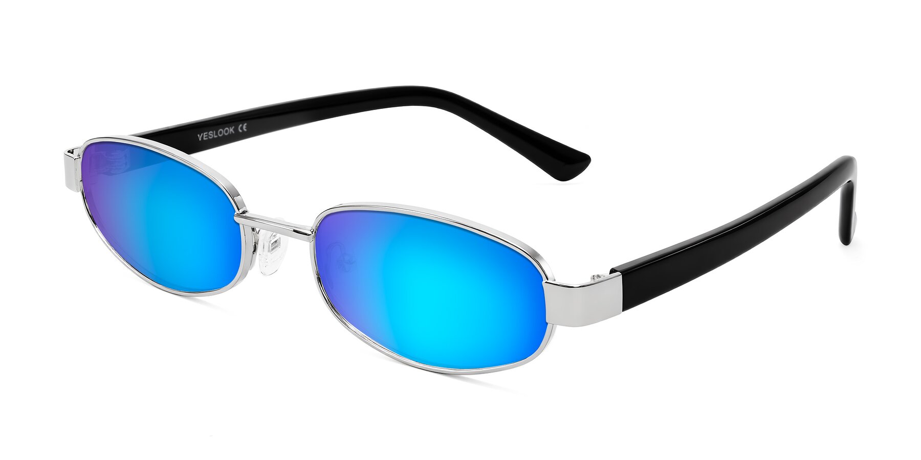 Angle of Selby in Silver with Blue Mirrored Lenses
