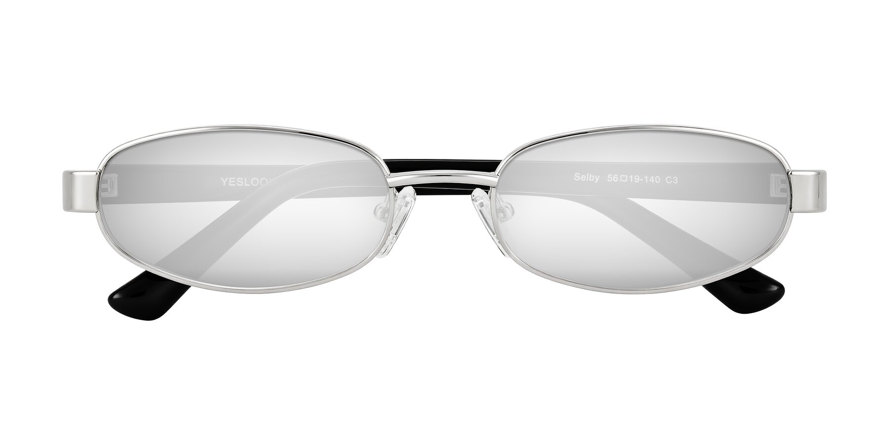 Folded Front of Selby in Silver with Silver Mirrored Lenses