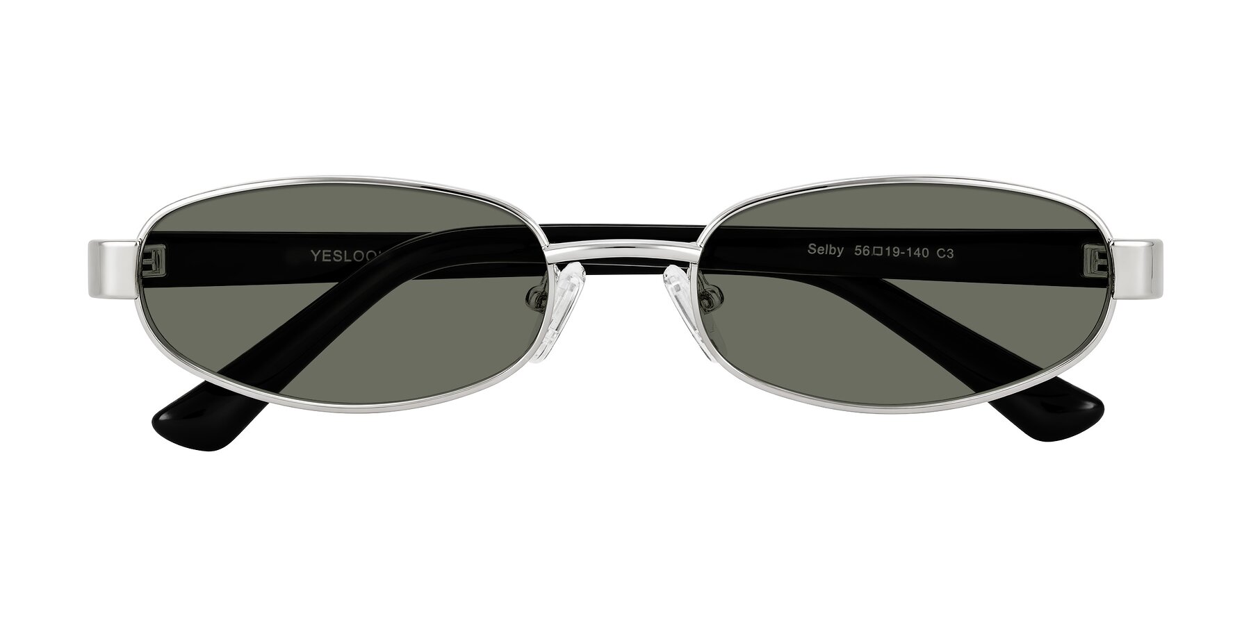 Folded Front of Selby in Silver with Gray Polarized Lenses