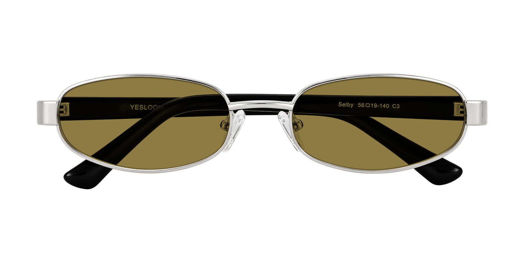 Folded Front of Selby in Silver with Brown Polarized Lenses