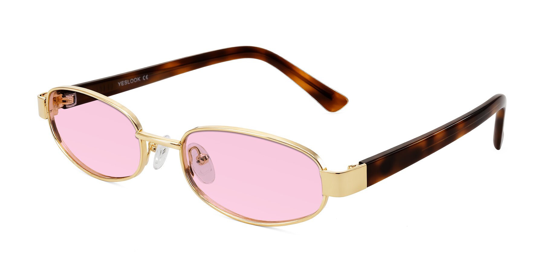 Angle of Selby in Gold with Light Pink Tinted Lenses