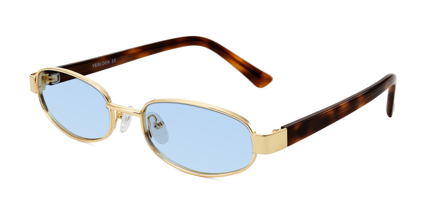 Angle of Selby in Gold with Light Blue Tinted Lenses