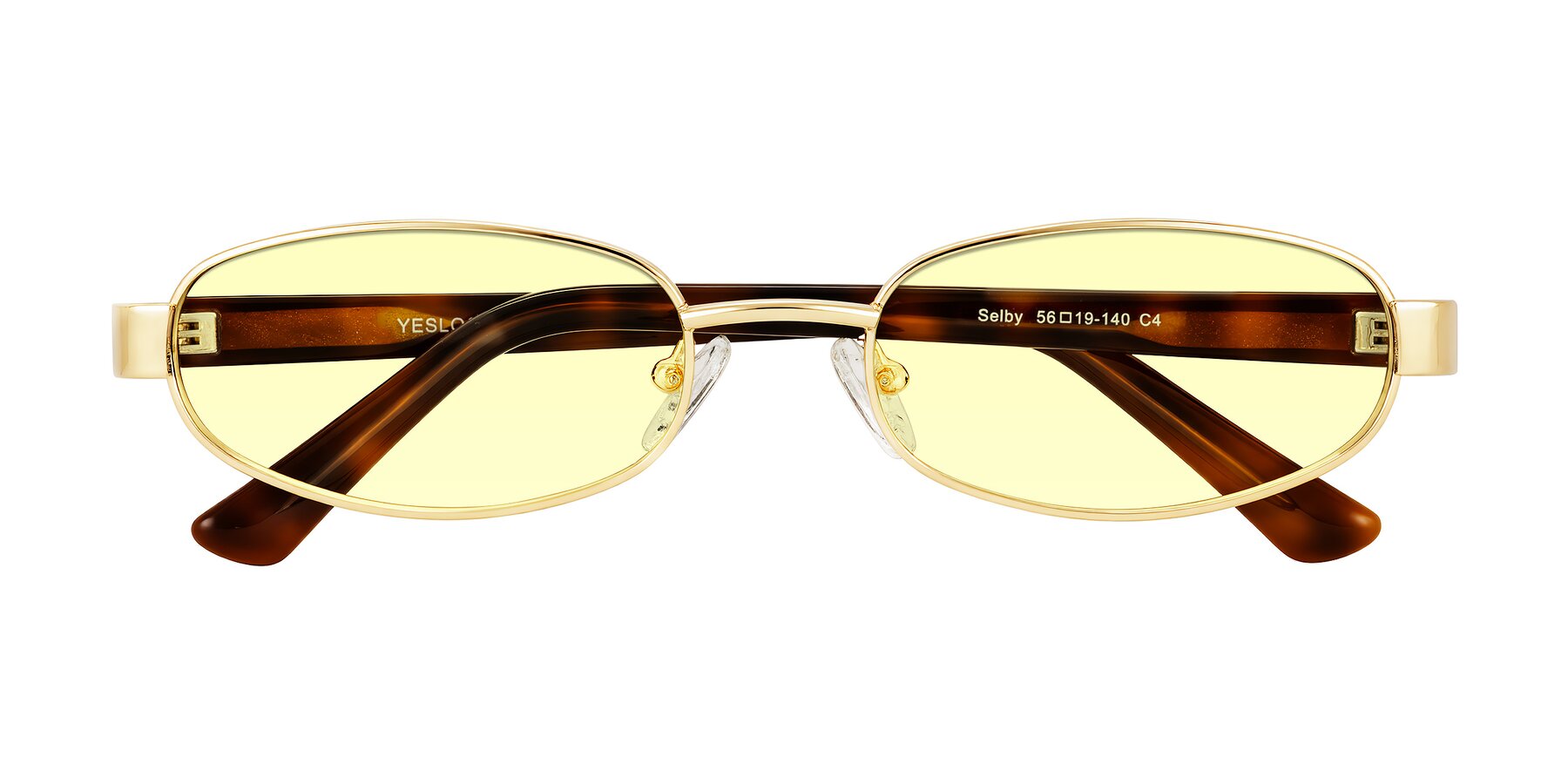 Folded Front of Selby in Gold with Light Yellow Tinted Lenses