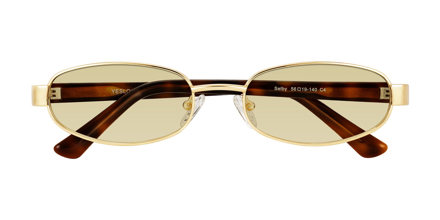 Folded Front of Selby in Gold with Light Champagne Tinted Lenses