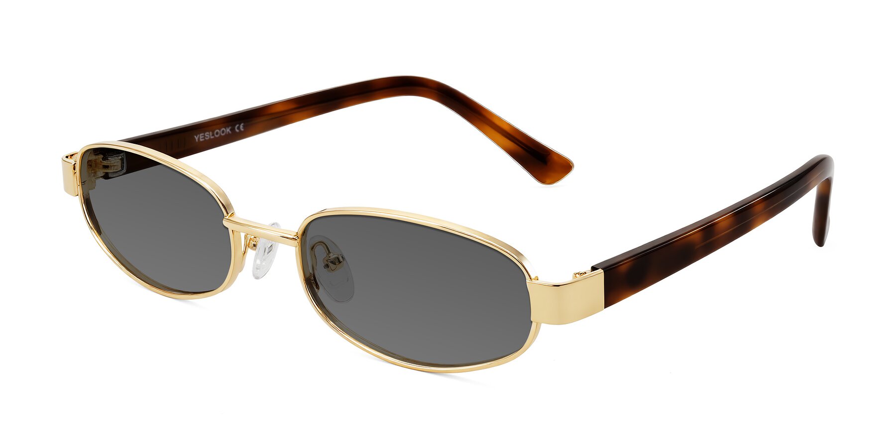 Angle of Selby in Gold with Medium Gray Tinted Lenses