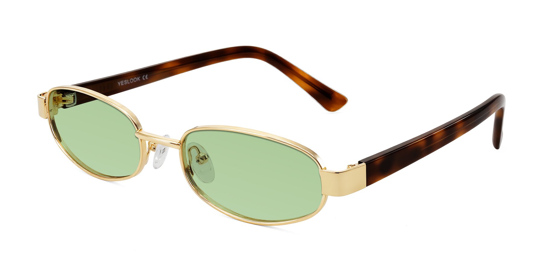 Angle of Selby in Gold with Medium Green Tinted Lenses
