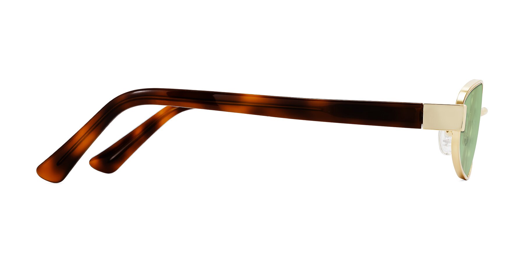 Side of Selby in Gold with Medium Green Tinted Lenses
