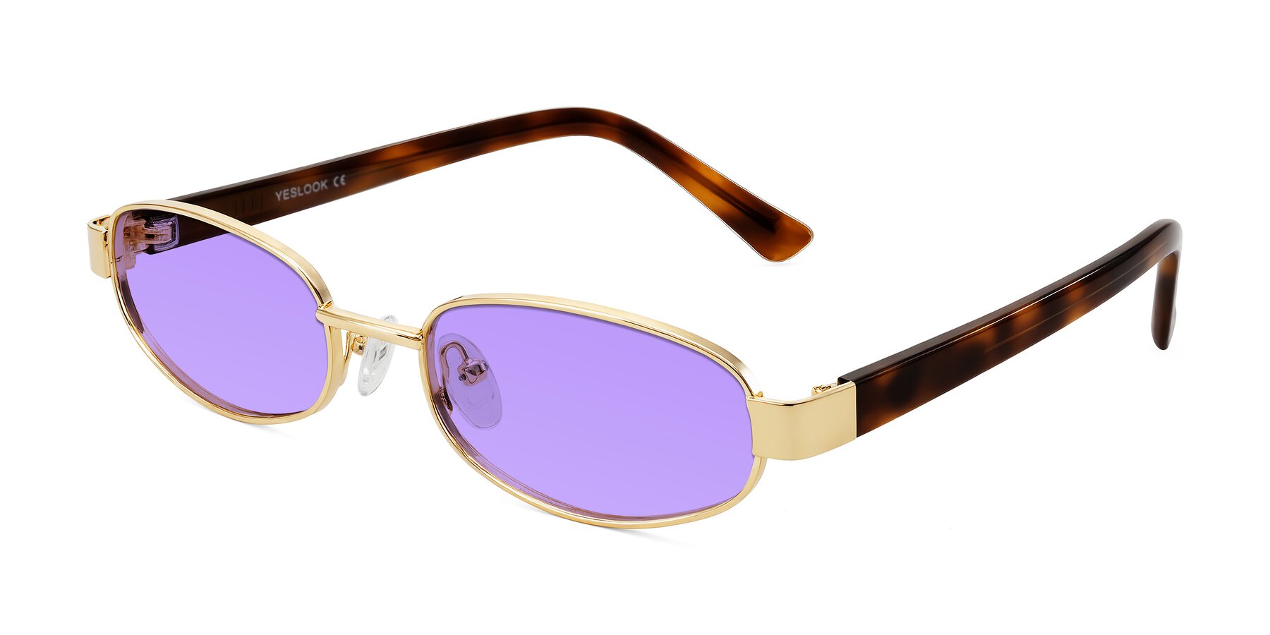 Angle of Selby in Gold with Medium Purple Tinted Lenses