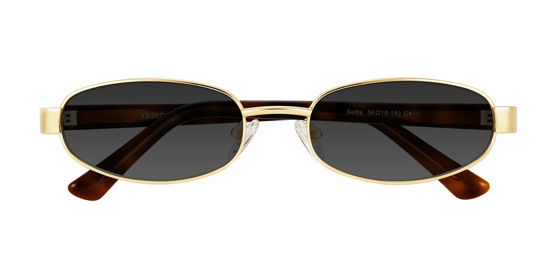 Folded Front of Selby in Gold with Gray Tinted Lenses